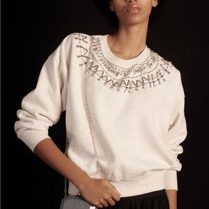 Maeve embellished collar pullover sweatshirt